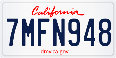 CA license plate 7MFN948