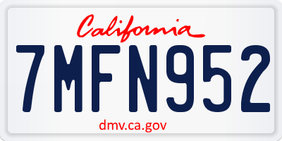 CA license plate 7MFN952