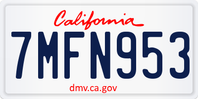 CA license plate 7MFN953