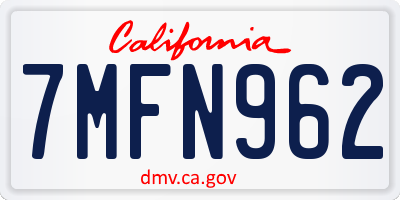 CA license plate 7MFN962