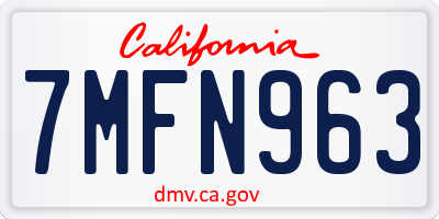 CA license plate 7MFN963