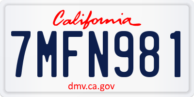 CA license plate 7MFN981