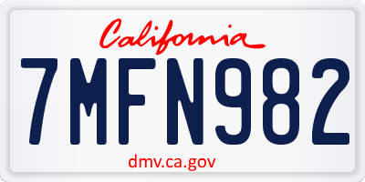 CA license plate 7MFN982