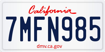 CA license plate 7MFN985