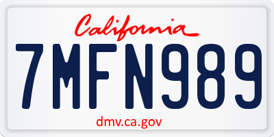 CA license plate 7MFN989