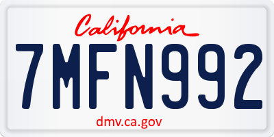 CA license plate 7MFN992
