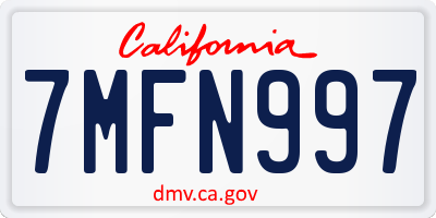 CA license plate 7MFN997