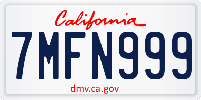 CA license plate 7MFN999