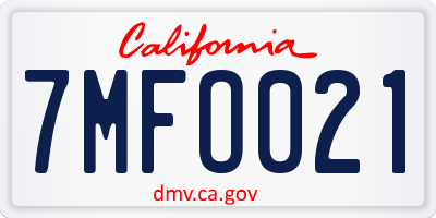 CA license plate 7MFO021