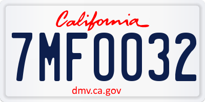 CA license plate 7MFO032