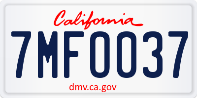 CA license plate 7MFO037