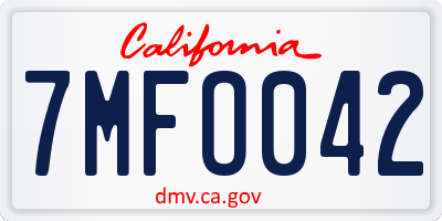 CA license plate 7MFO042