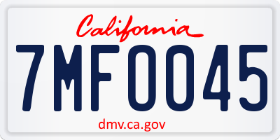 CA license plate 7MFO045