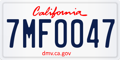 CA license plate 7MFO047