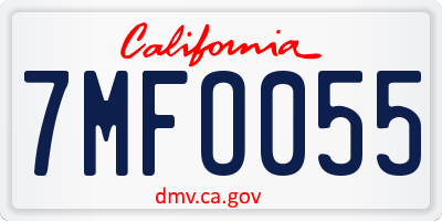 CA license plate 7MFO055