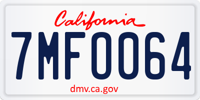 CA license plate 7MFO064