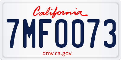 CA license plate 7MFO073