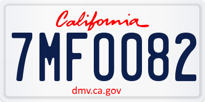 CA license plate 7MFO082