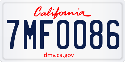 CA license plate 7MFO086