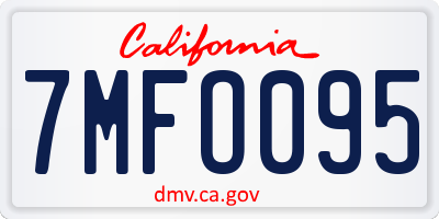 CA license plate 7MFO095