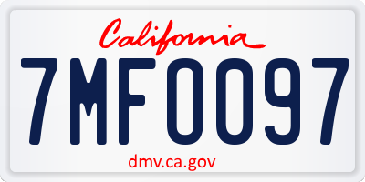CA license plate 7MFO097