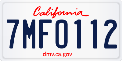 CA license plate 7MFO112