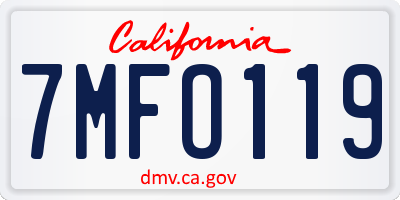 CA license plate 7MFO119