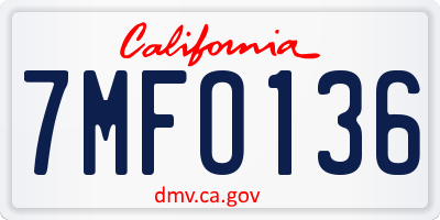 CA license plate 7MFO136