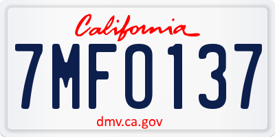 CA license plate 7MFO137