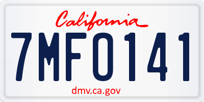 CA license plate 7MFO141
