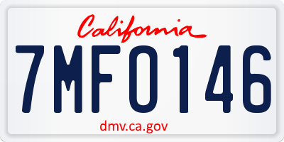 CA license plate 7MFO146