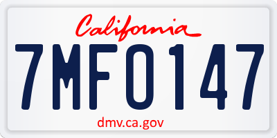 CA license plate 7MFO147
