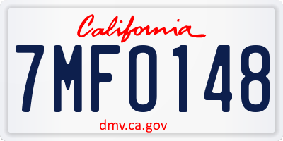 CA license plate 7MFO148