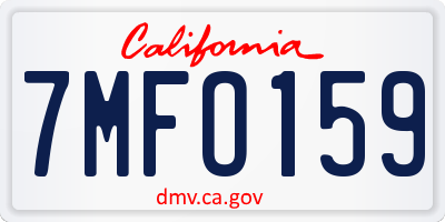 CA license plate 7MFO159