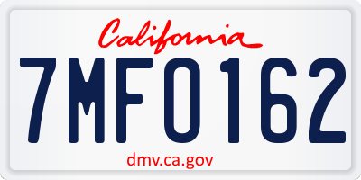CA license plate 7MFO162