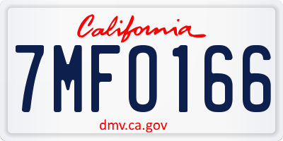 CA license plate 7MFO166