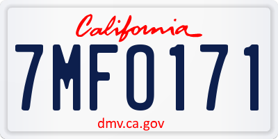 CA license plate 7MFO171