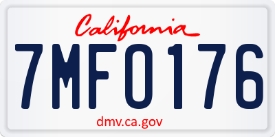 CA license plate 7MFO176