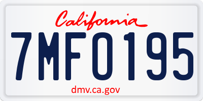 CA license plate 7MFO195