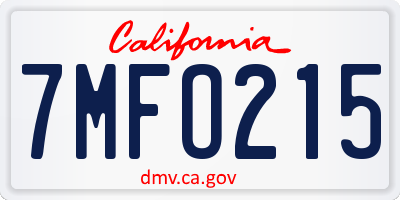 CA license plate 7MFO215