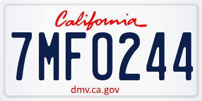 CA license plate 7MFO244