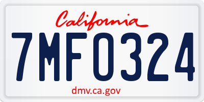 CA license plate 7MFO324