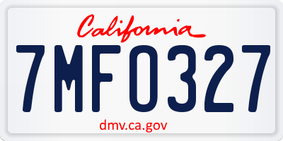 CA license plate 7MFO327