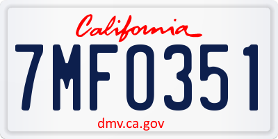 CA license plate 7MFO351