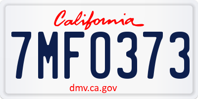 CA license plate 7MFO373