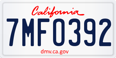 CA license plate 7MFO392