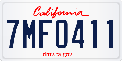 CA license plate 7MFO411