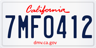 CA license plate 7MFO412