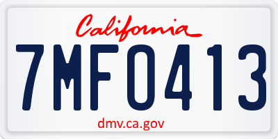 CA license plate 7MFO413