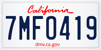 CA license plate 7MFO419